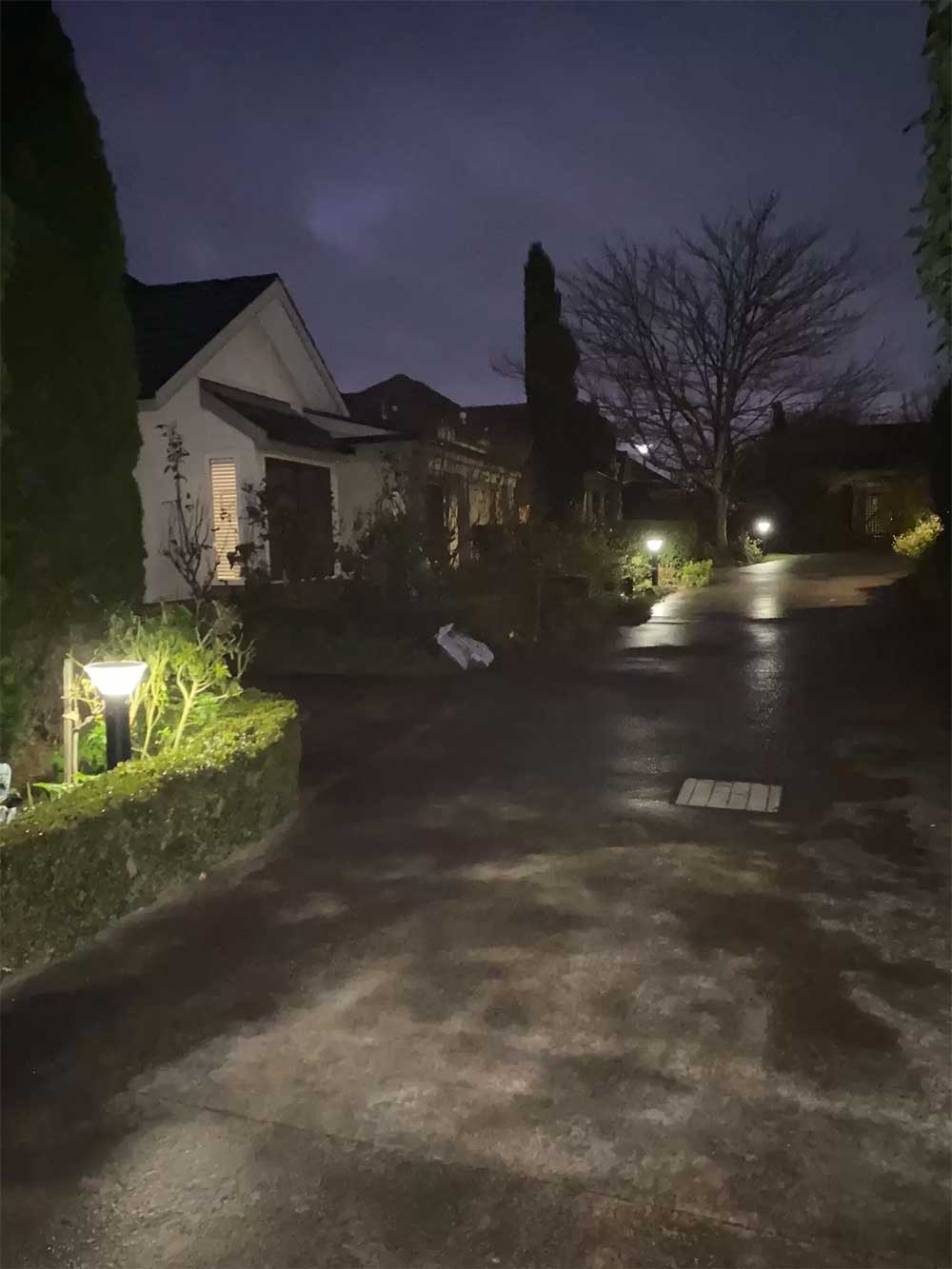 Solar bollard lights at Village